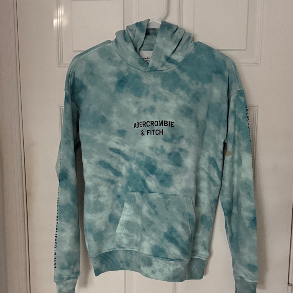 Abercrombie & Fitch Men's Teal Tie-Dye Hoodie Kids 13/14 - Never Worn.
